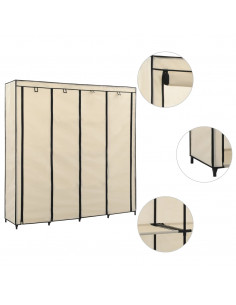 Guardaroba con 4 Scomparti Crema 175x45x170 cm 2