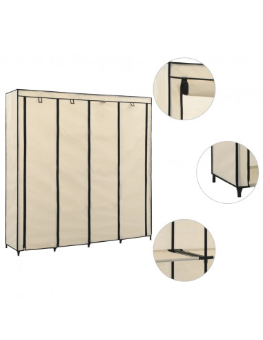 Guardaroba con 4 Scomparti Crema 175x45x170 cm