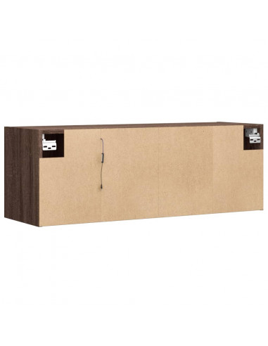 Mobile TV a Parete con Luci LED Rovere Marrone 100x31x35 cm