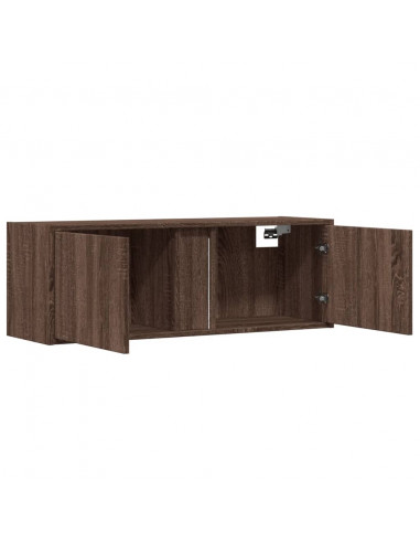 Mobile TV a Parete con Luci LED Rovere Marrone 100x31x35 cm