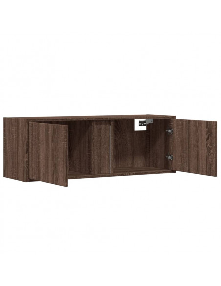 Mobile TV a Parete con Luci LED Rovere Marrone 100x31x35 cm