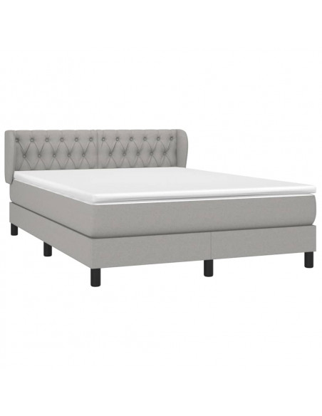 Giroletto a Molle con Materasso Grigio Chiaro 140x190cm Tessuto