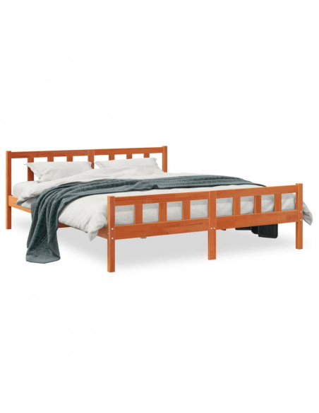 Giroletto con Testiera Marrone Cera 160x200 cm Massello Pino