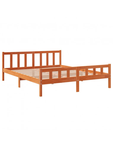 Giroletto con Testiera Marrone Cera 160x200 cm Massello Pino