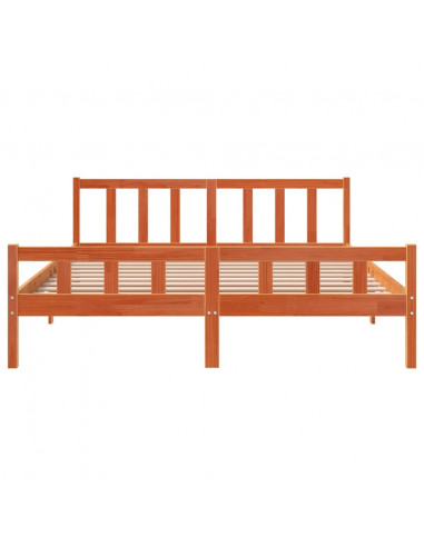 Giroletto con Testiera Marrone Cera 160x200 cm Massello Pino