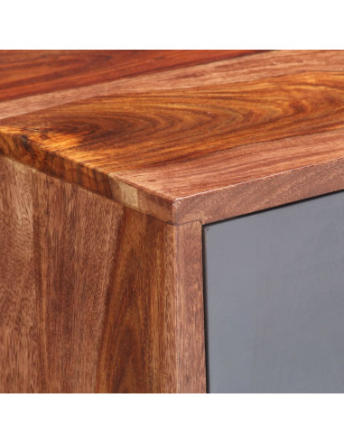 Credenza Grigia 120x30x55 cm in Legno Massello di Sheesham