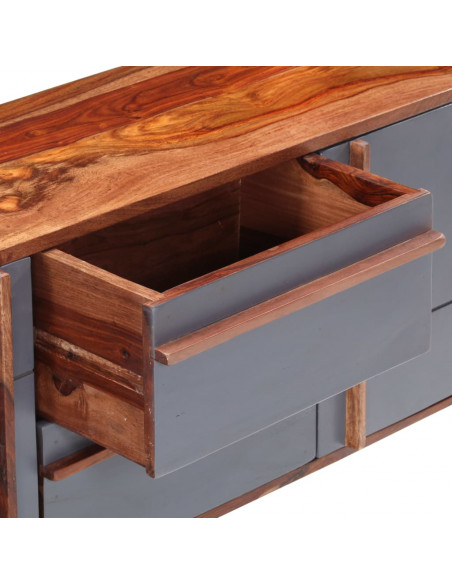 Credenza Grigia 120x30x55 cm in Legno Massello di Sheesham