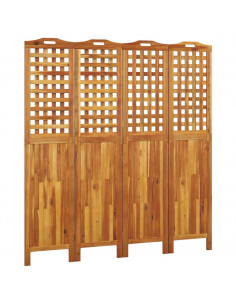 Divisorio a 4 Pannelli 162x2x180 cm Legno Massello di Acacia 2
