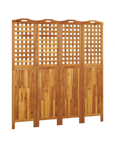 Divisorio a 4 Pannelli 162x2x180 cm Legno Massello di Acacia