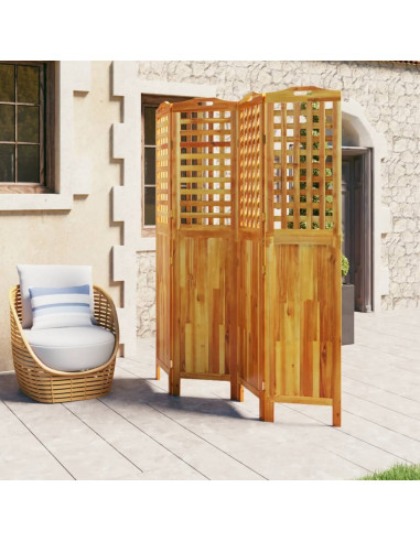 Divisorio a 4 Pannelli 162x2x180 cm Legno Massello di Acacia