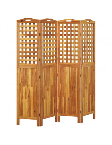 Divisorio a 4 Pannelli 162x2x180 cm Legno Massello di Acacia