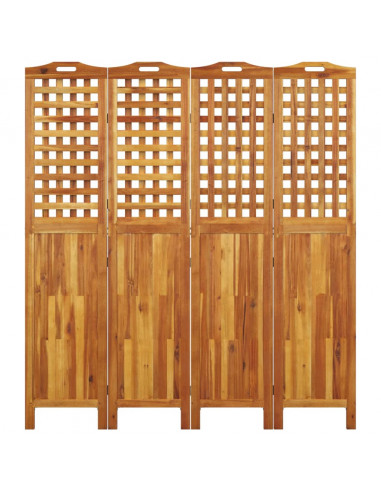 Divisorio a 4 Pannelli 162x2x180 cm Legno Massello di Acacia