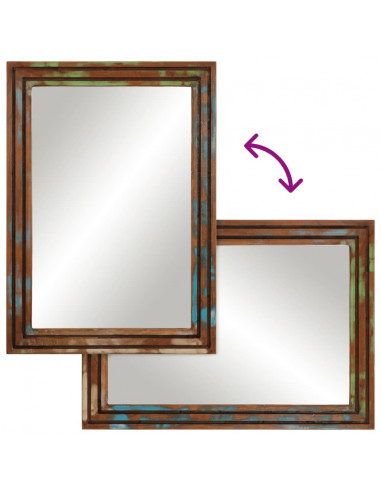 Specchio da Bagno 50x70 cm in Legno Massello di Acacia e Vetro