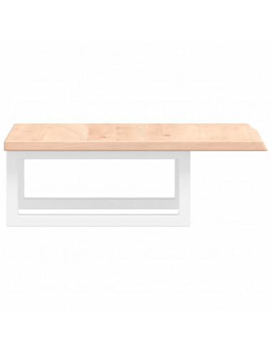 Ripiano a Parete per Lavabo in Acciaio e Massello di Rovere