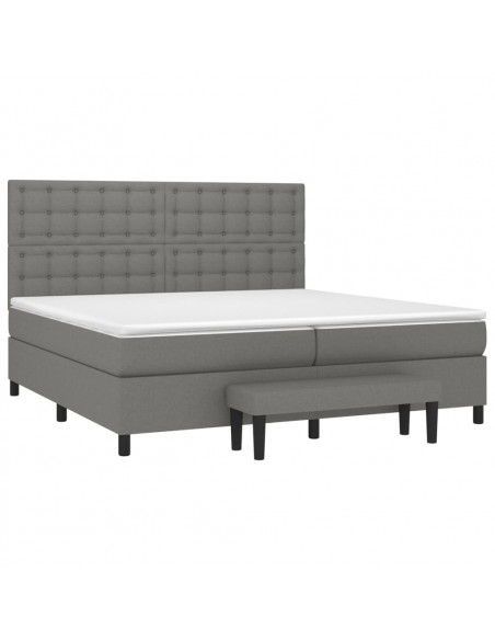 Giroletto a Molle con Materasso Grigio Scuro 200x200 cm Tessuto
