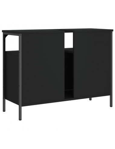 Mobile Lavabo Bagno Nero 80x30x60 cm in Legno Multistrato