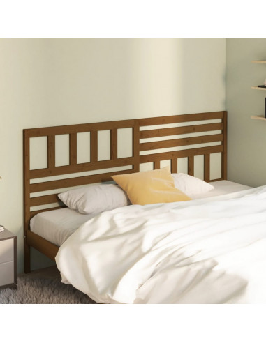 Testiera per Letto Miele 206x4x100 cm in Legno Massello di Pino