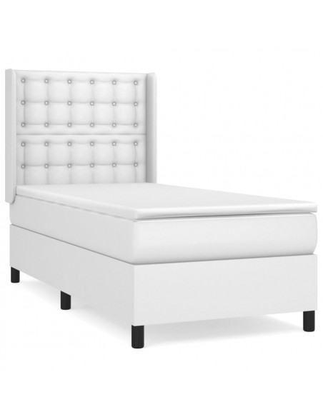 Giroletto a Molle con Materasso Bianco 100x200 cm in Similpelle