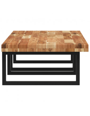 Ripiano a Parete per Lavabo in Acciaio e Massello di Acacia