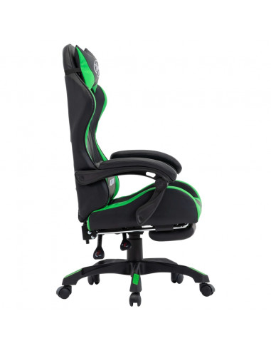 Sedia da Gaming con Poggiapiedi Verde e Nera in Similpelle