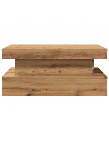 Tavolino da Salotto con Luci LED Rovere Artigianale 90x50x40 cm