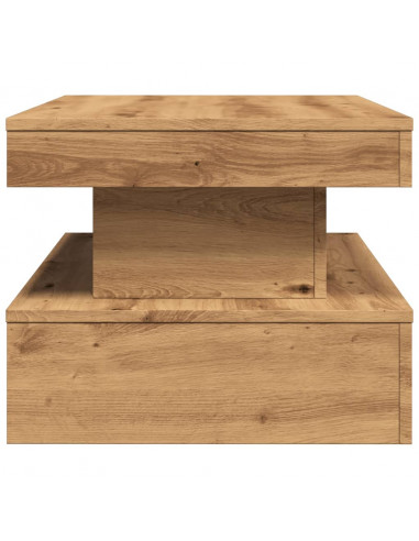 Tavolino da Salotto con Luci LED Rovere Artigianale 90x50x40 cm