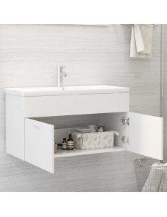 Mobile con Lavabo Integrato Bianco in Legno Multistrato 2