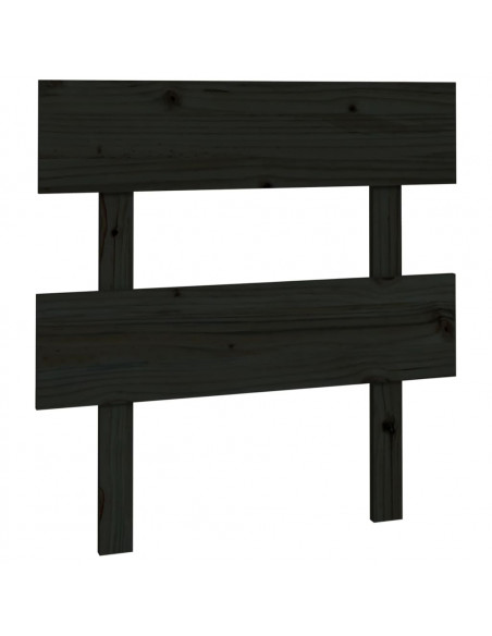 Testiera per Letto Nera 78,5x3x81 cm in Legno Massello di Pino