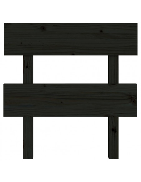 Testiera per Letto Nera 78,5x3x81 cm in Legno Massello di Pino