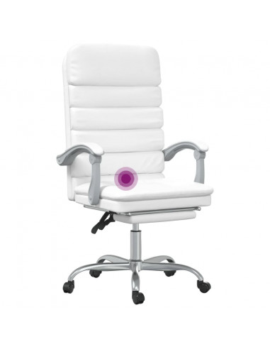 Poltrona da Ufficio Massaggiante Reclinabile Bianca Similpelle