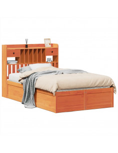 Letto senza Materasso Marrone Cera 135x190 cm in Legno di Pino 2