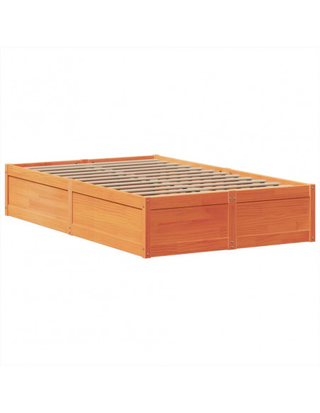 Letto senza Materasso Marrone Cera 135x190 cm in Legno di Pino