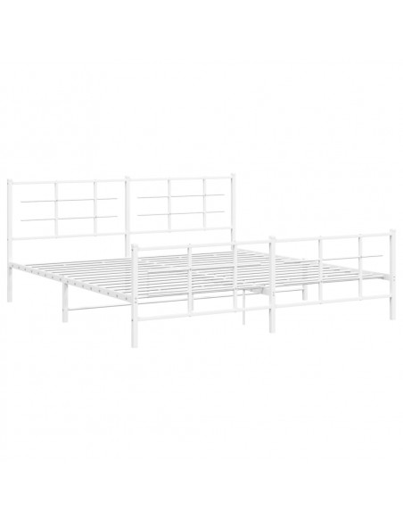 Giroletto con Testiera e Pediera Metallo Bianco 193x203 cm