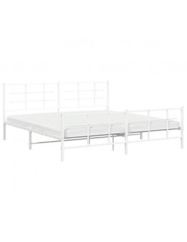 Giroletto con Testiera e Pediera Metallo Bianco 193x203 cm