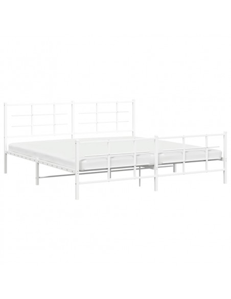 Giroletto con Testiera e Pediera Metallo Bianco 193x203 cm