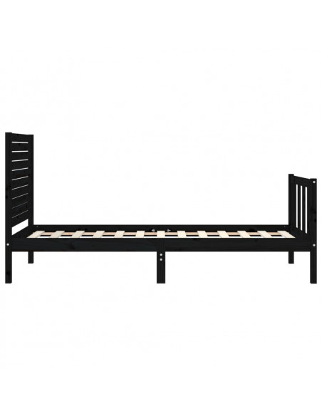 Giroletto con Testiera Nero Small Single in Legno Massello