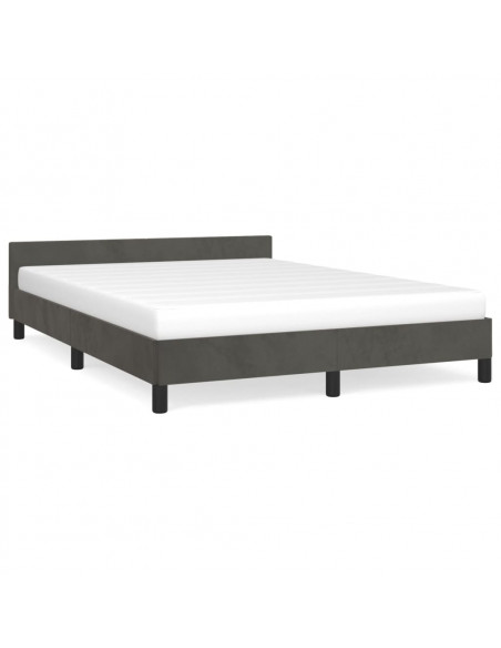Giroletto con Testiera Grigio Scuro 140x190 cm in Velluto