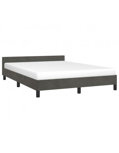 Giroletto con Testiera Grigio Scuro 140x190 cm in Velluto