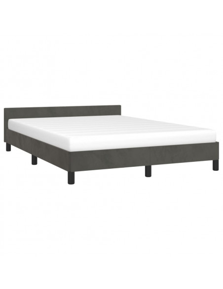 Giroletto con Testiera Grigio Scuro 140x190 cm in Velluto
