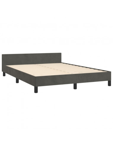 Giroletto con Testiera Grigio Scuro 140x190 cm in Velluto