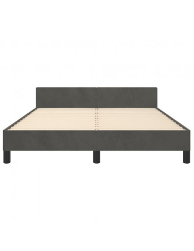 Giroletto con Testiera Grigio Scuro 140x190 cm in Velluto