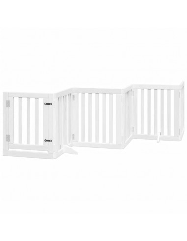 Cancello Cani Porta Pieghevole Bianco 9 Pannelli 450 cm Pioppo