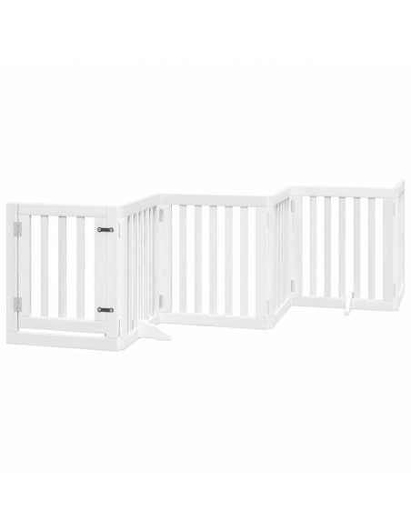 Cancello Cani Porta Pieghevole Bianco 9 Pannelli 450 cm Pioppo