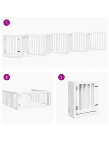Cancello Cani Porta Pieghevole Bianco 9 Pannelli 450 cm Pioppo