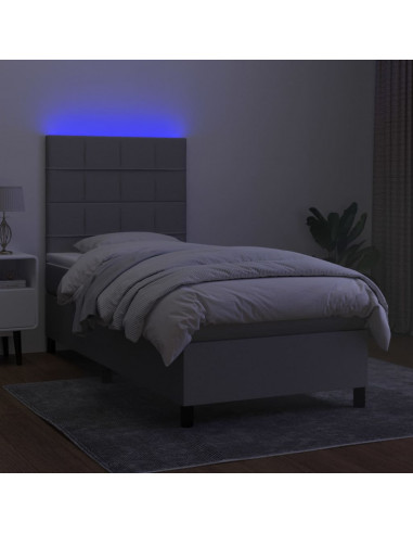 Letto a Molle Materasso e LED Grigio Chiaro 100x200 cm Tessuto