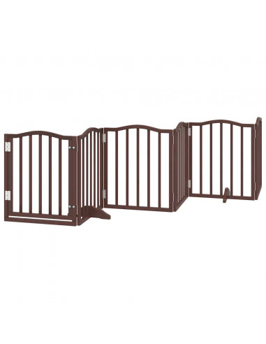 Cancello Cani Porta Pieghevole Marrone 9 Pannelli 450cm Pioppo