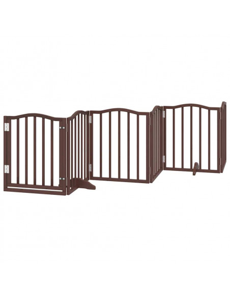 Cancello Cani Porta Pieghevole Marrone 9 Pannelli 450cm Pioppo