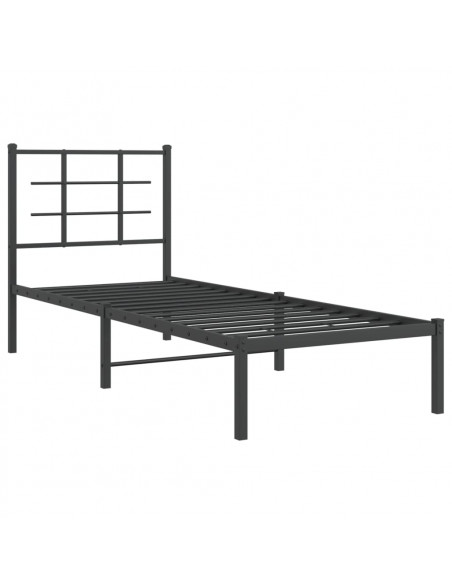 Giroletto con Testiera in Metallo Nero 80x200 cm