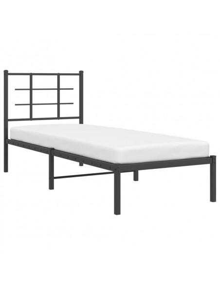 Giroletto con Testiera in Metallo Nero 80x200 cm