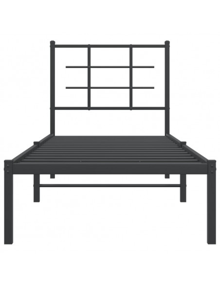 Giroletto con Testiera in Metallo Nero 80x200 cm